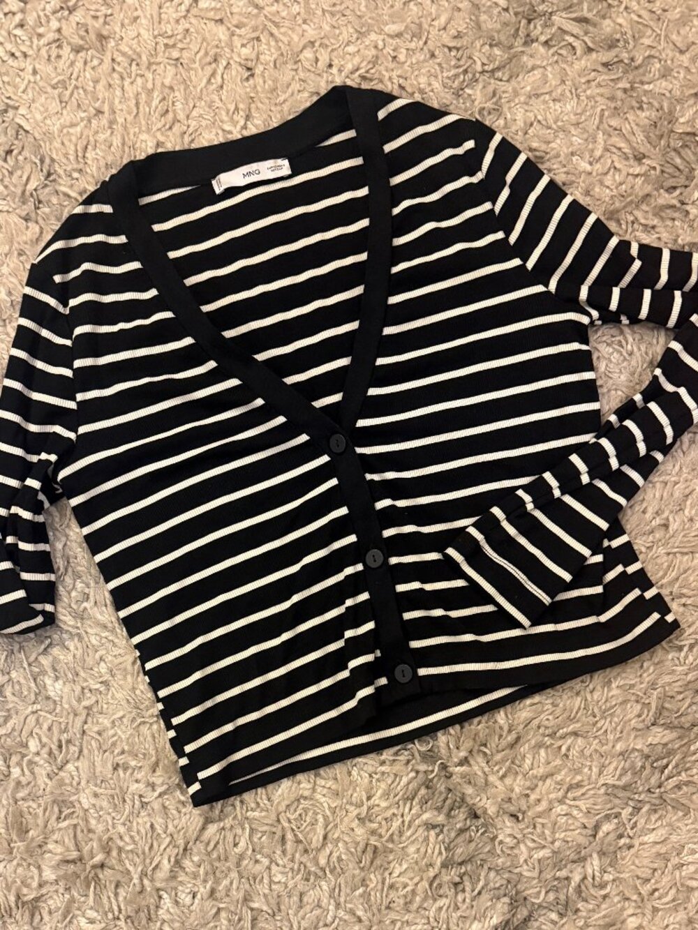 Mango striped black and white top